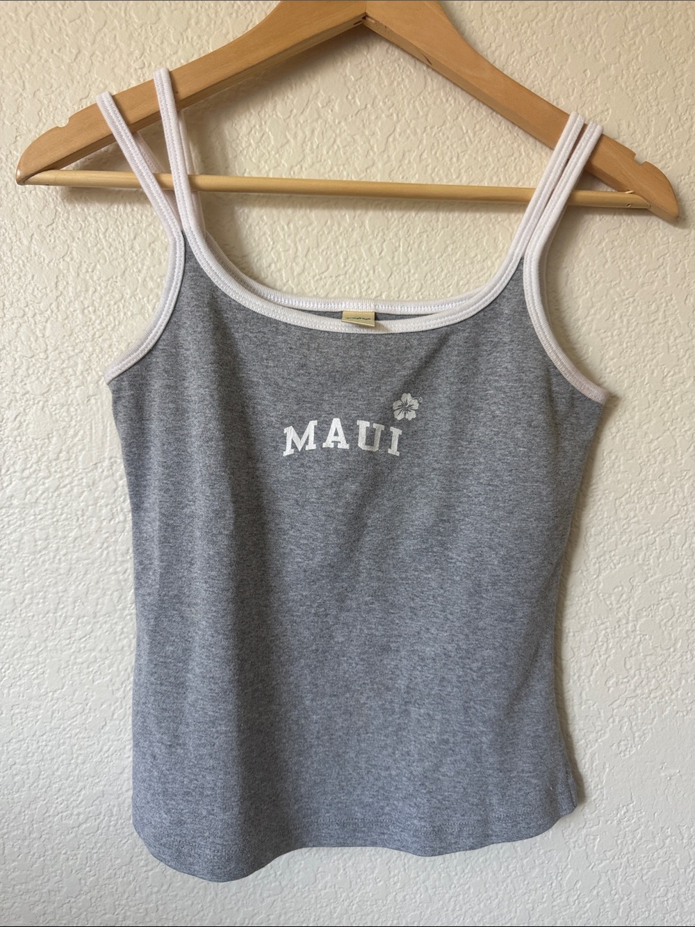 Vintage Size Small Maui Gray Tank Top with Contrast Trim